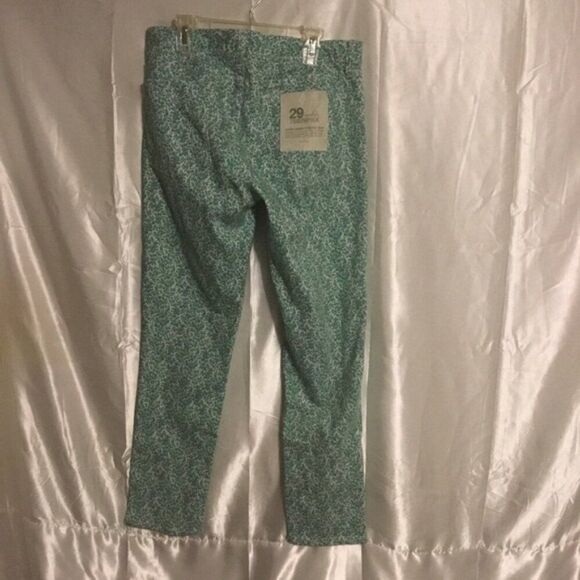 J Crew Floral Print Toothpick Stretch Floral Straight Leg Zip Green Jeans 31 - Picture 2 of 12